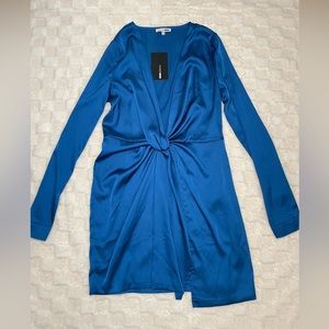 Silk blue long sleeve dress